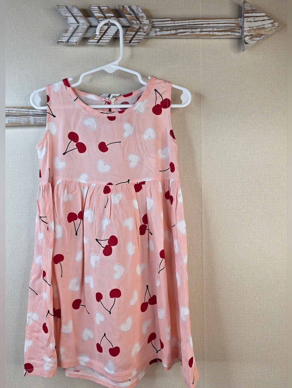 4T Pink Cherry Print Sleeveless Dress